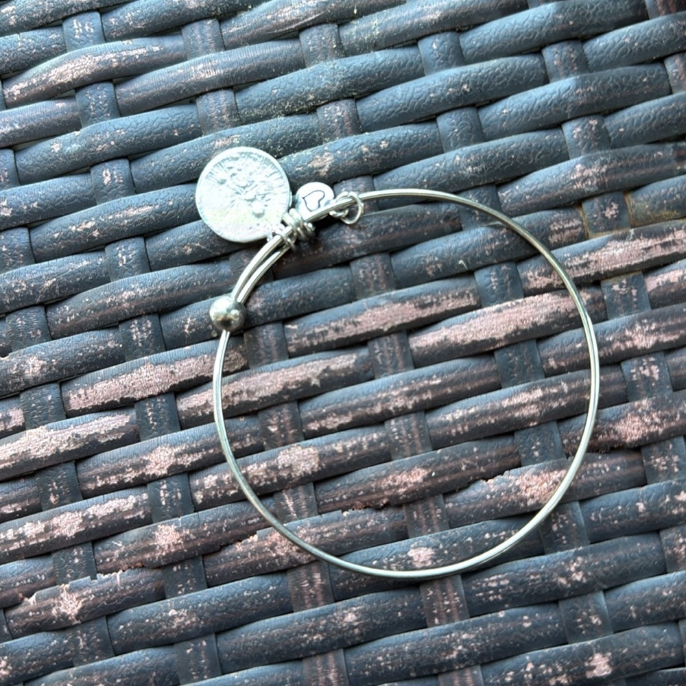 Silver Charm Bangle Bracelet, “If friends were flowers”, adjust, costume, used - Picture 3 of 5